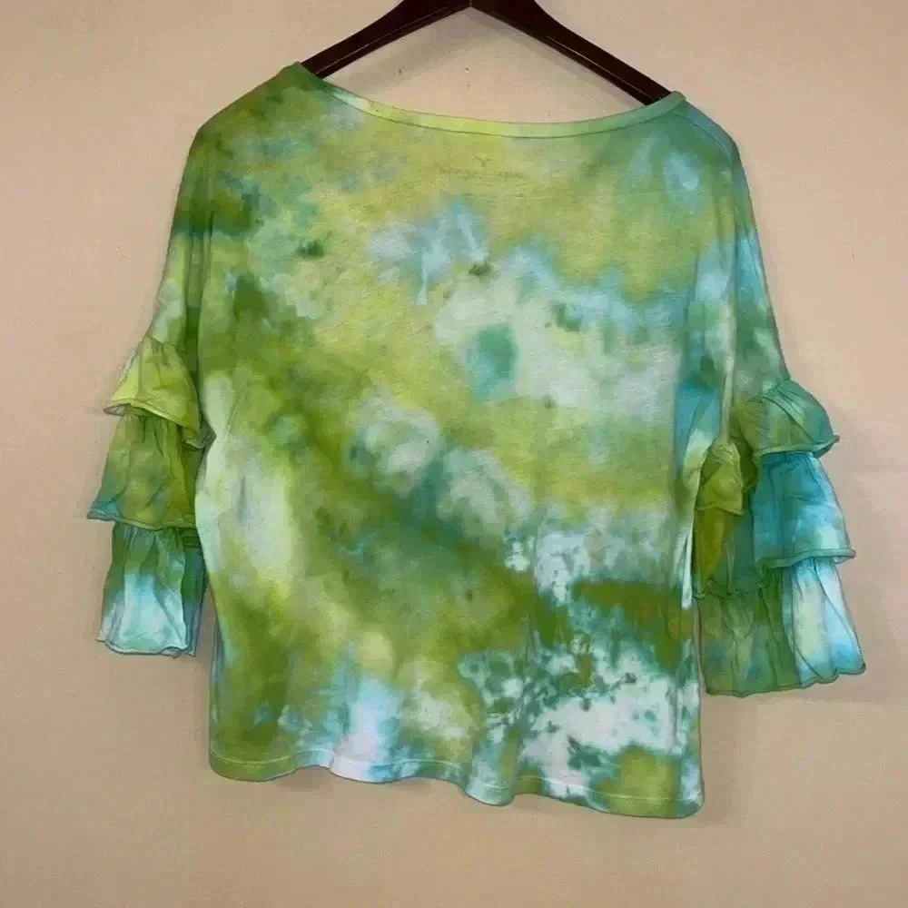 Tie Dyed Up-cycled American Eagle Top Size Small - Picture 2 of 6